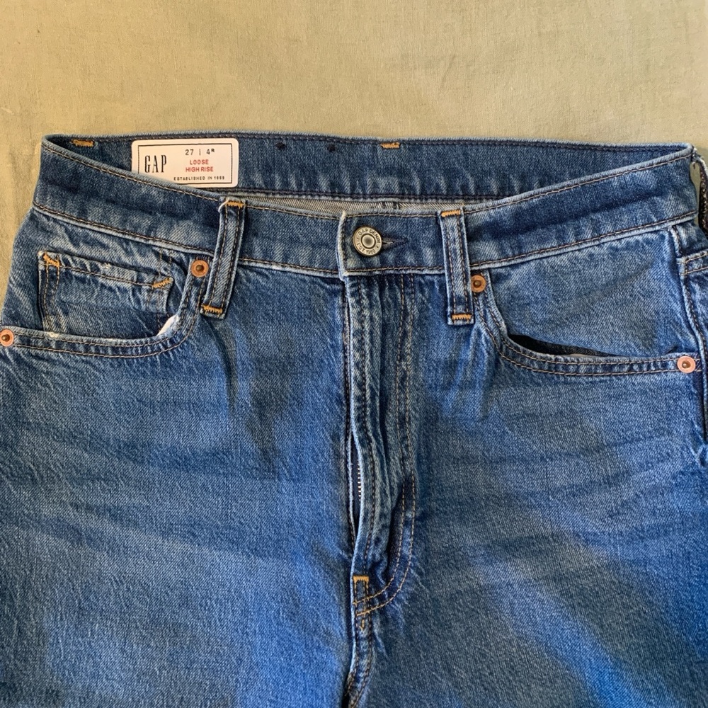 GAP Loose High Rise Denim Jeans in Deep Blue - Picture 2 of 3